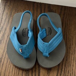 Rainbow Kids Teal Blue Toddler Slingback Flip Flops Sz 9